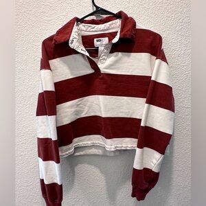 BEACH RIOT Brown Cropped Rugby Shirt